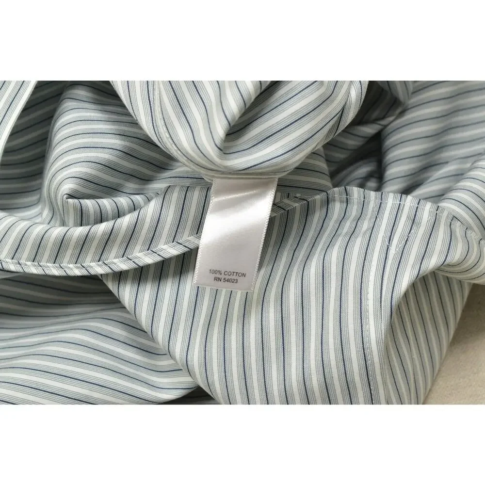 Banana Republic Men's Size M Blue Striped Non-Iron Classic Dress Button Shirt